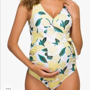 Tempotrek Maternity Swimsuit One Piece V Neck - Tie Front Bowknot